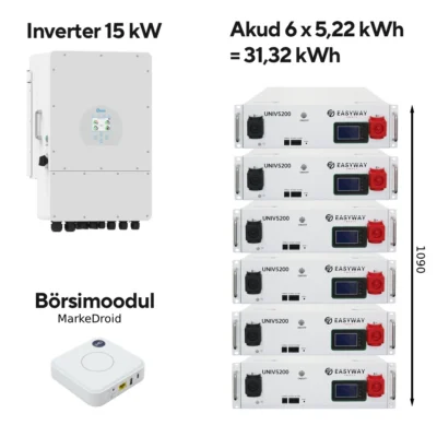 Deye + EasyWay UNIV5200(II) akukomplekt päikesepargile