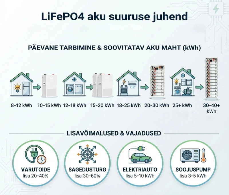Kiirjuhend LiFePO4 akupanga suuruse valimiseks